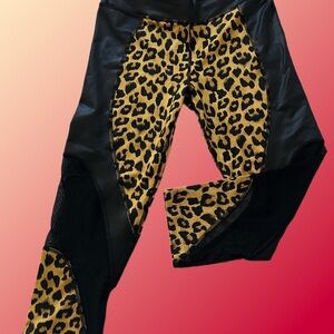 Zumba Wear Leopard Print and Black Leggings - XS